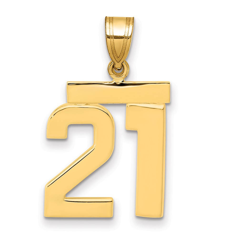 14k Yellow Gold, Athletic Collection Polished Number 21 Pendant