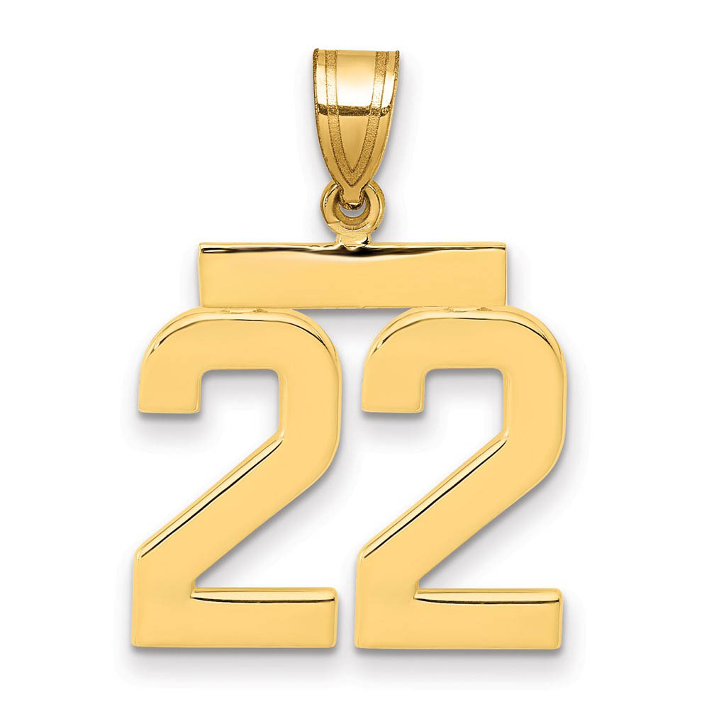 14k Yellow Gold, Athletic Collection Polished Number 22 Pendant