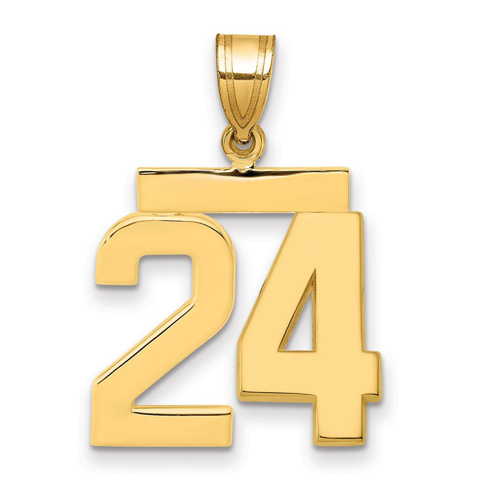 14k Yellow Gold, Athletic Collection Polished Number 24 Pendant