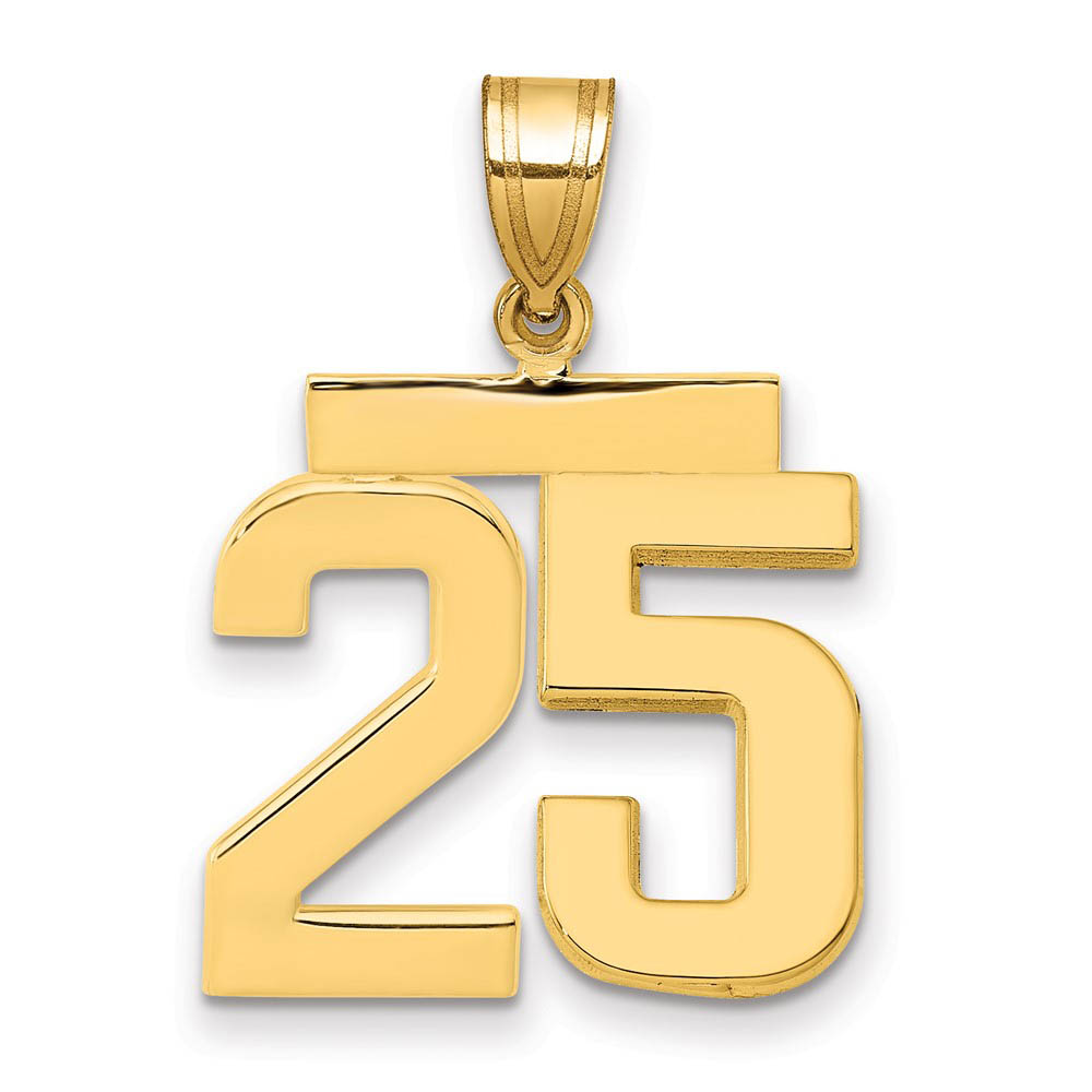 14k Yellow Gold, Athletic Collection Polished Number 25 Pendant