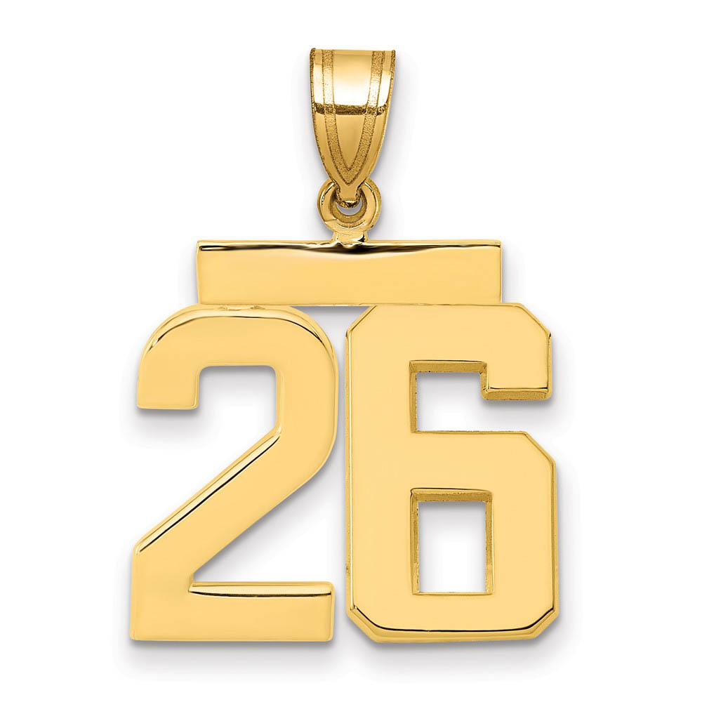 14k Yellow Gold, Athletic Collection Polished Number 26 Pendant