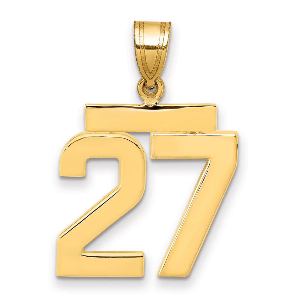 14k Yellow Gold, Athletic Collection Polished Number 27 Pendant