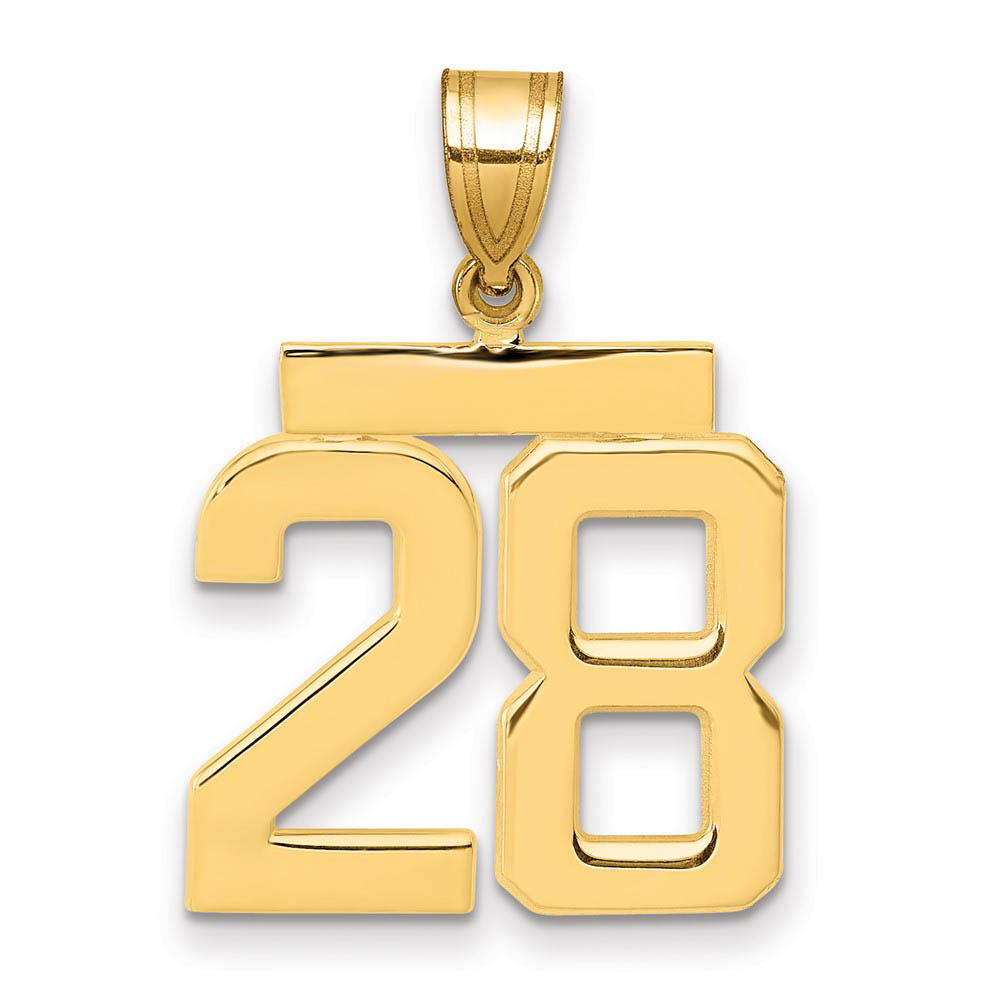 14k Yellow Gold, Athletic Collection Polished Number 28 Pendant
