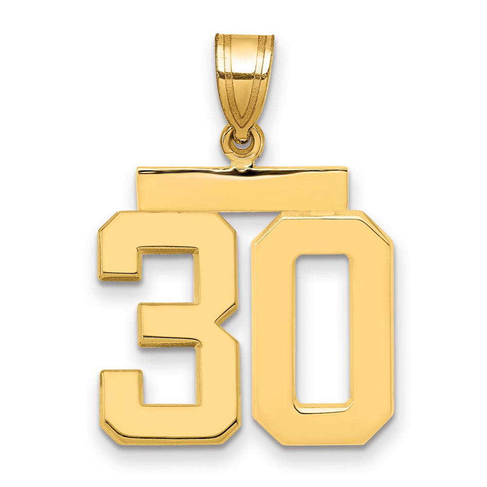 14k Yellow Gold, Athletic Collection Polished Number 30 Pendant
