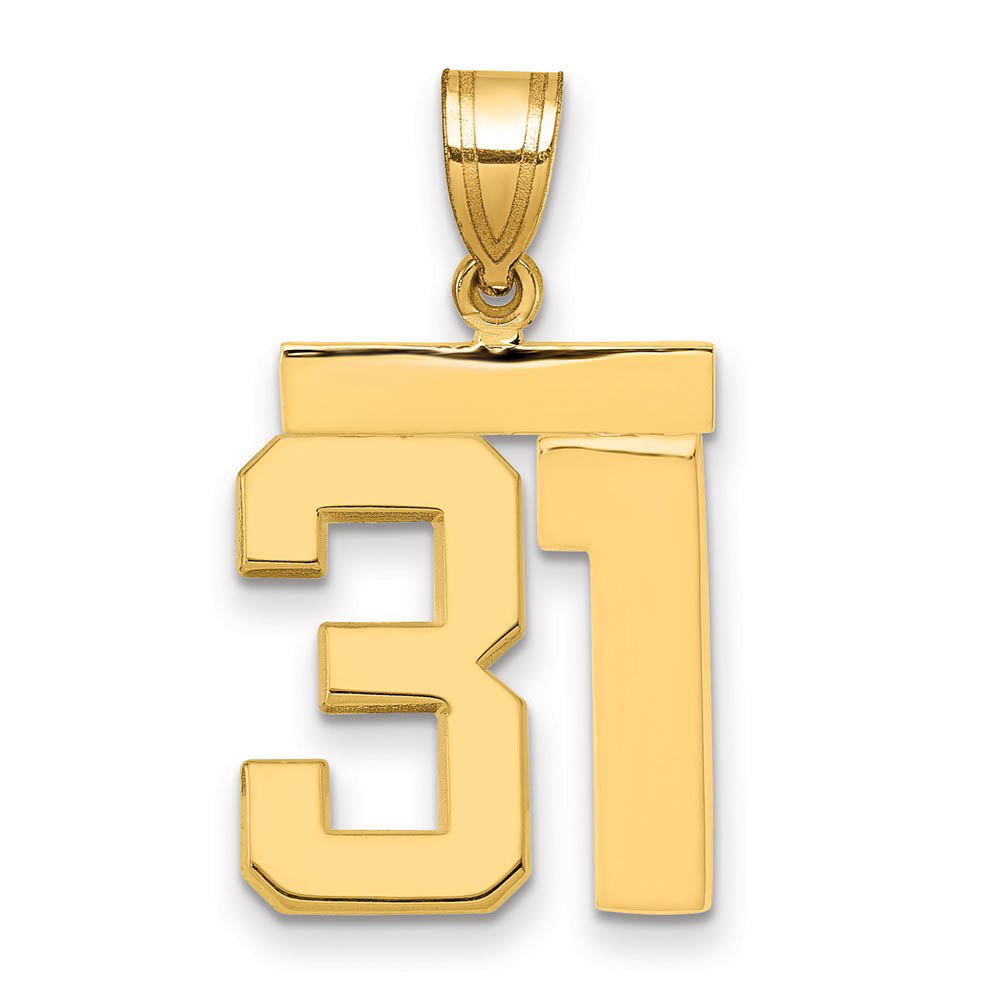 14k Yellow Gold, Athletic Collection Polished Number 31 Pendant