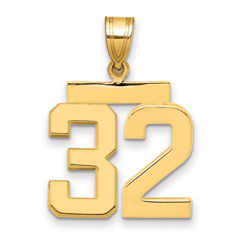 14k Yellow Gold, Athletic Collection Polished Number 32 Pendant