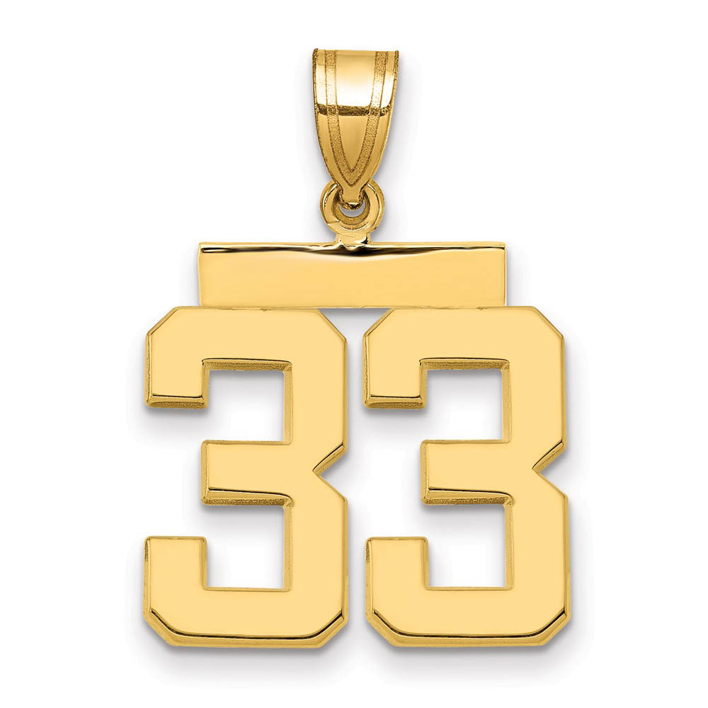 14k Yellow Gold, Athletic Collection Polished Number 33 Pendant