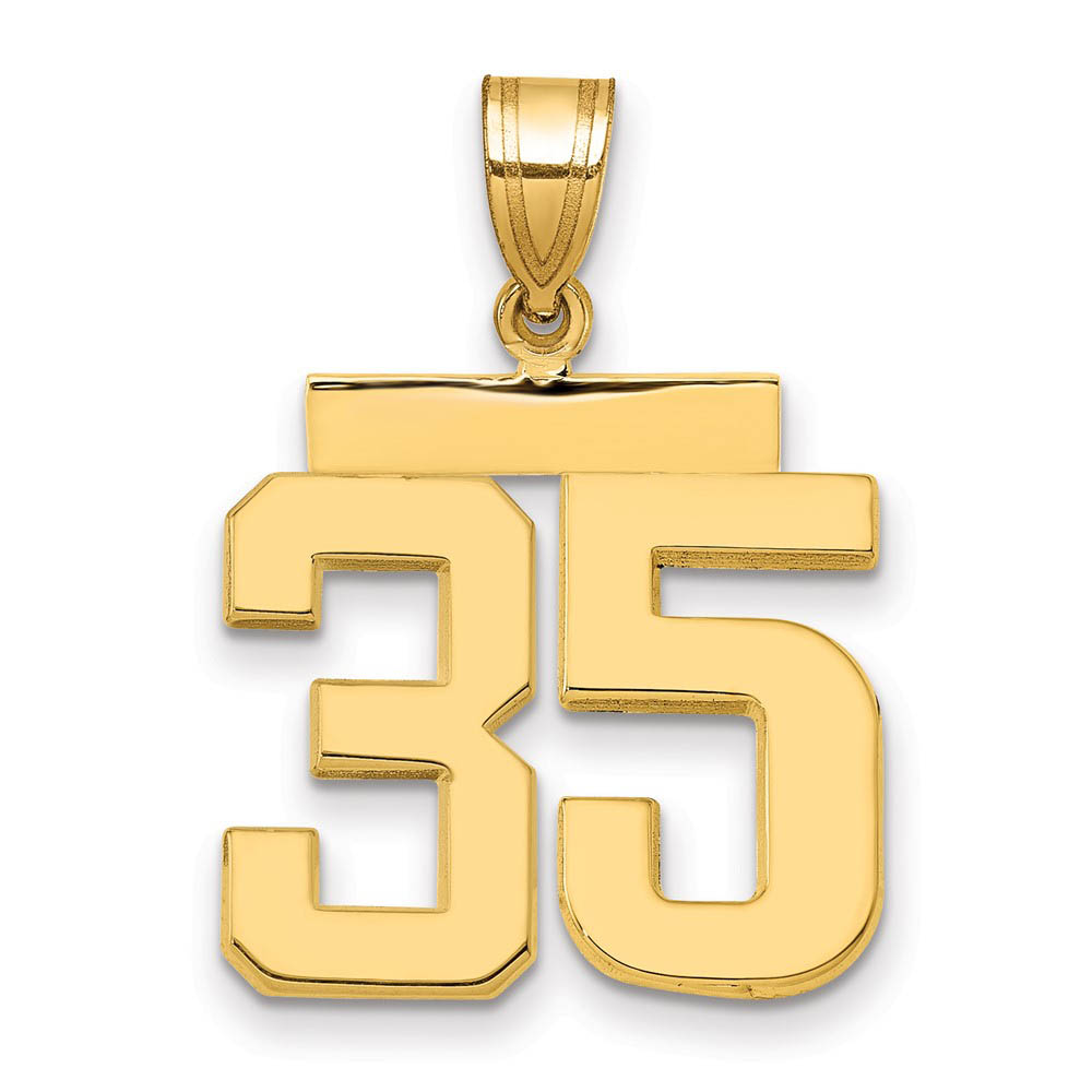 14k Yellow Gold, Athletic Collection Polished Number 35 Pendant