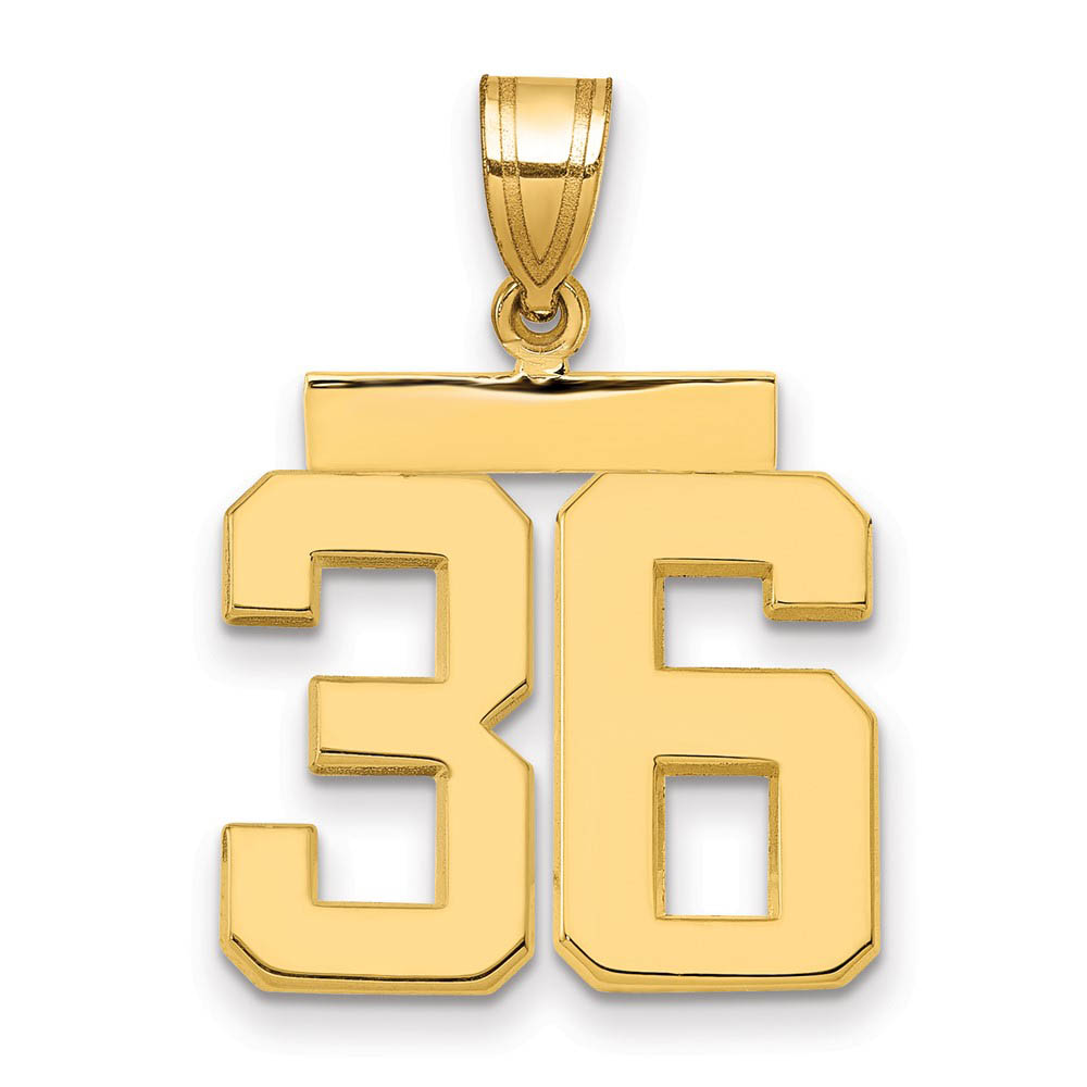 14k Yellow Gold, Athletic Collection Polished Number 36 Pendant