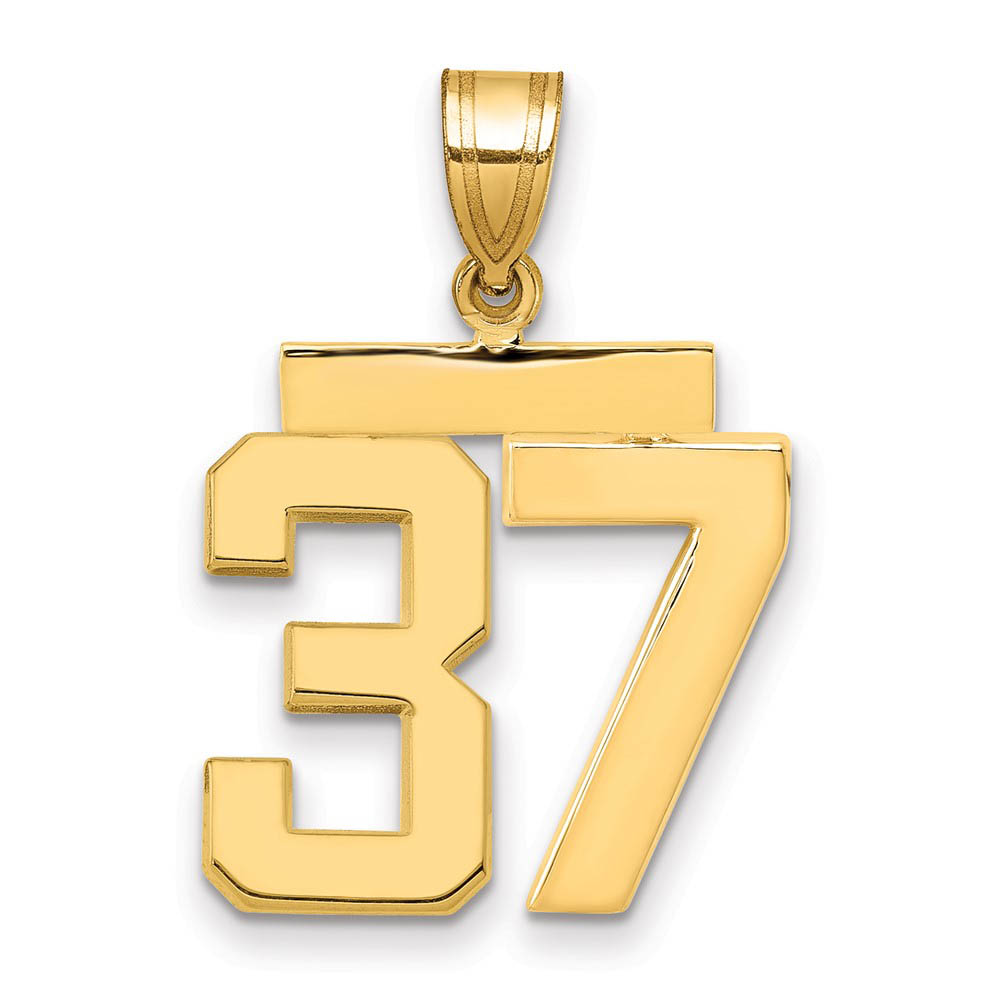 14k Yellow Gold, Athletic Collection Polished Number 37 Pendant