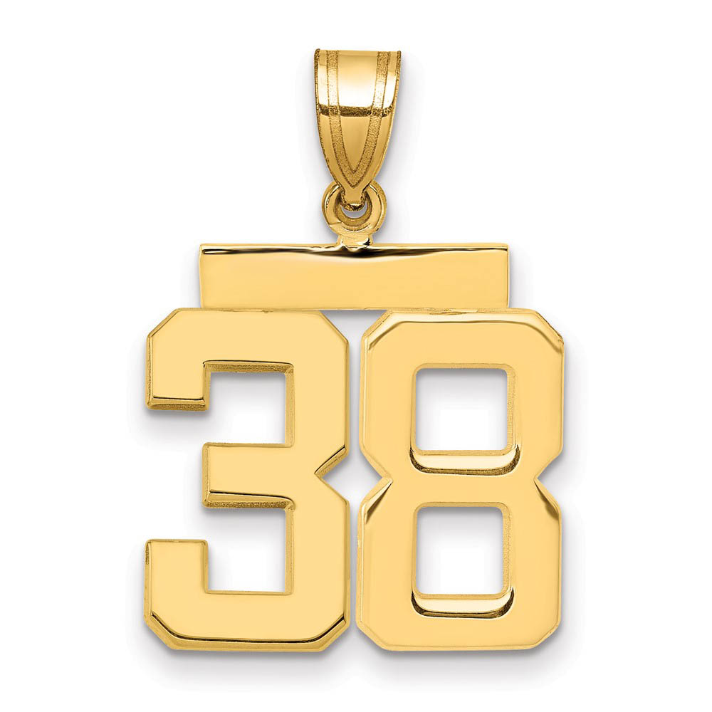 14k Yellow Gold, Athletic Collection Polished Number 38 Pendant