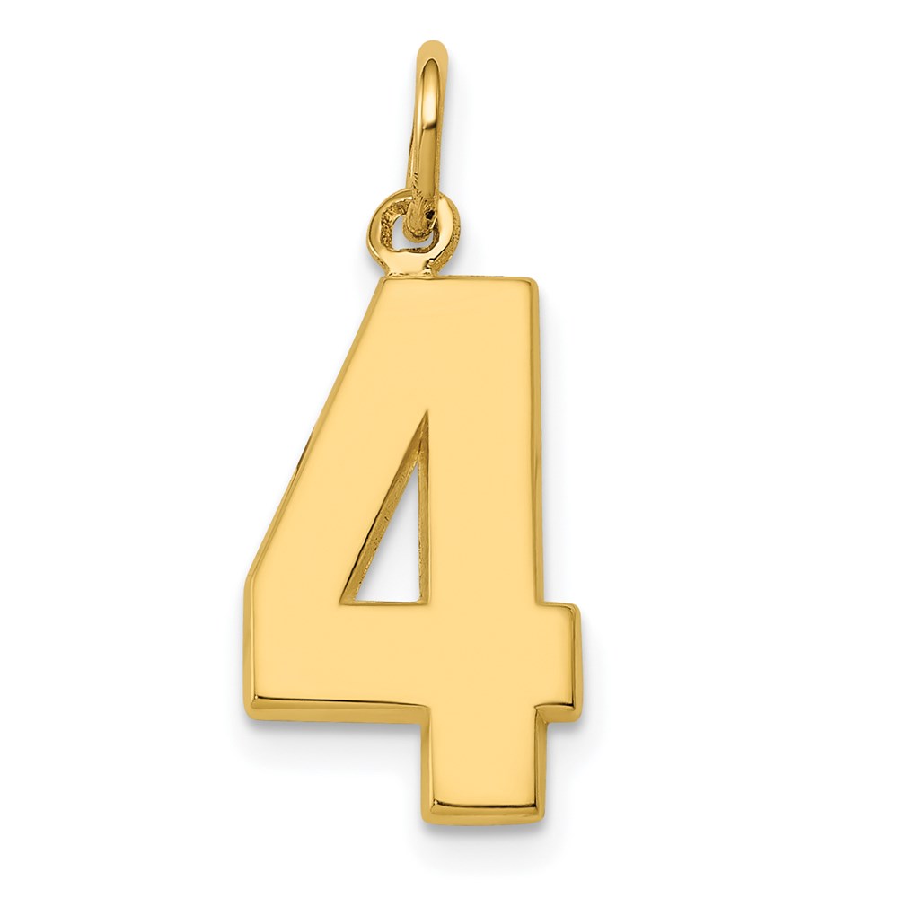 14k Yellow Gold, Athletic Collection Polished Number 4 Pendant