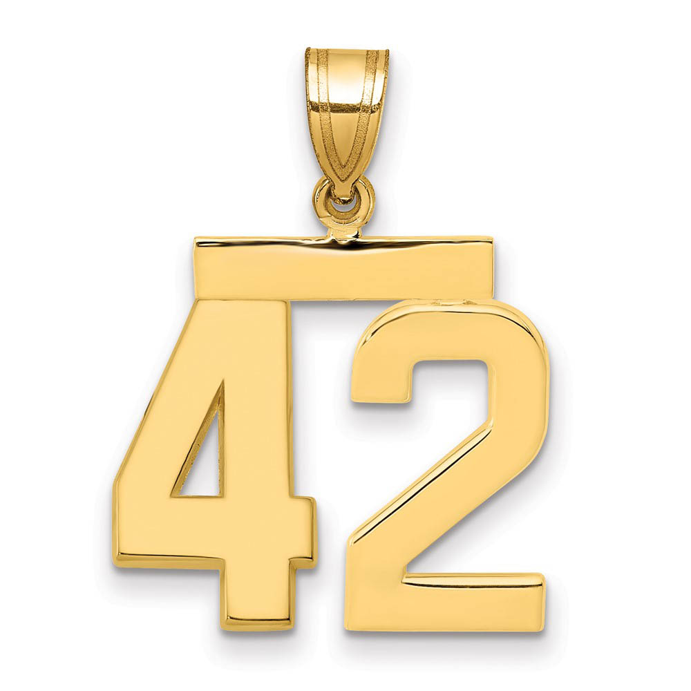 14k Yellow Gold, Athletic Collection Polished Number 42 Pendant