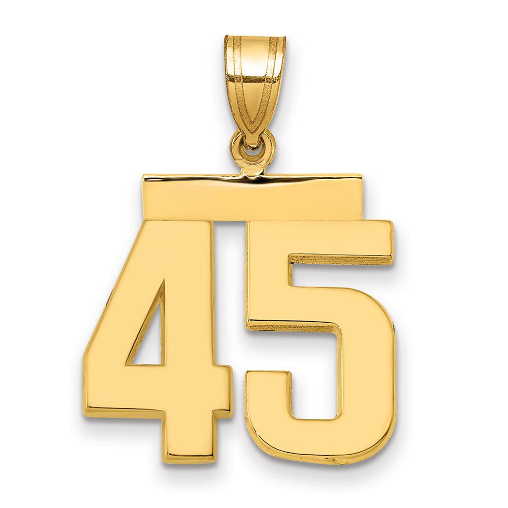 14k Yellow Gold, Athletic Collection Polished Number 45 Pendant