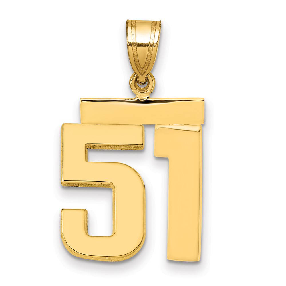14k Yellow Gold, Athletic Collection Polished Number 51 Pendant