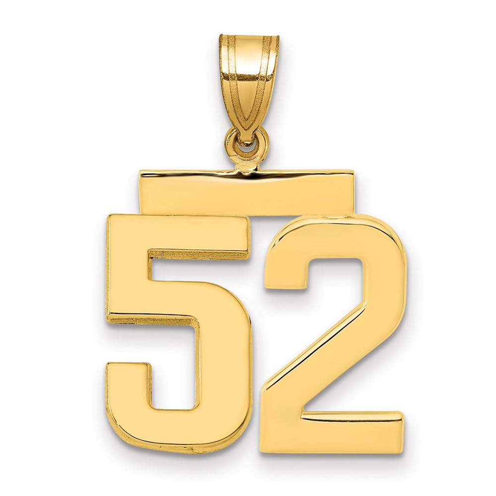 14k Yellow Gold, Athletic Collection Polished Number 52 Pendant