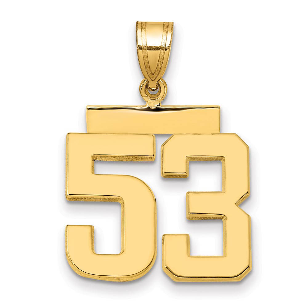 14k Yellow Gold, Athletic Collection Polished Number 53 Pendant