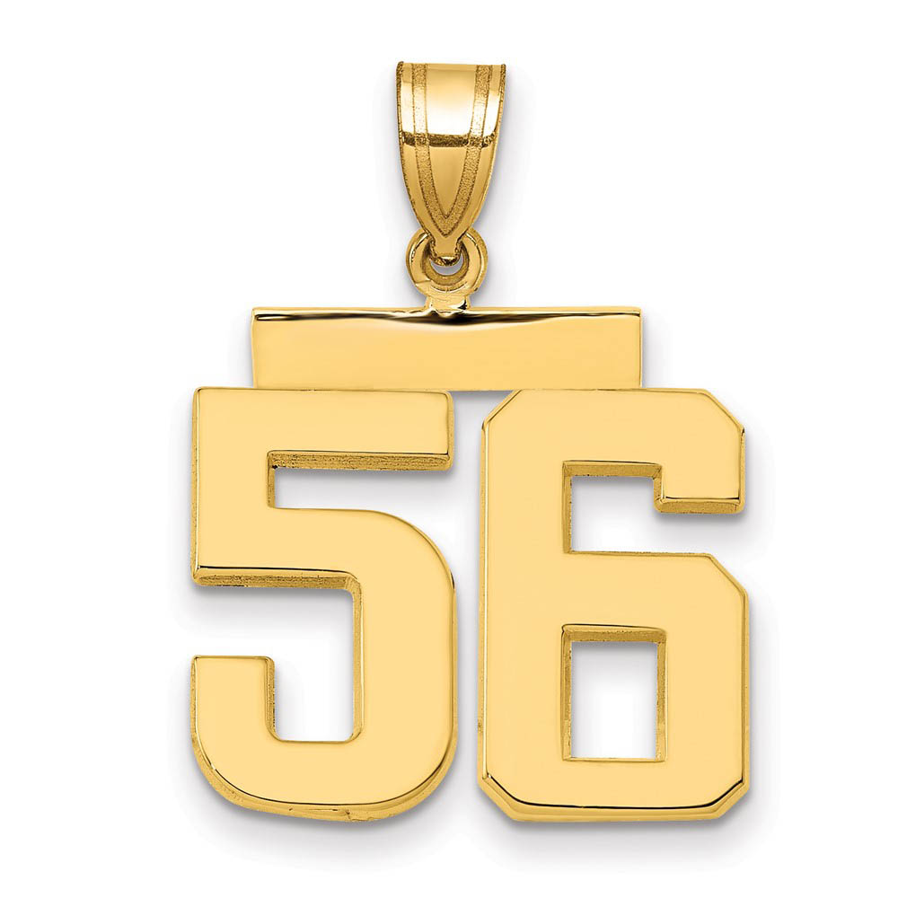 14k Yellow Gold, Athletic Collection Polished Number 56 Pendant