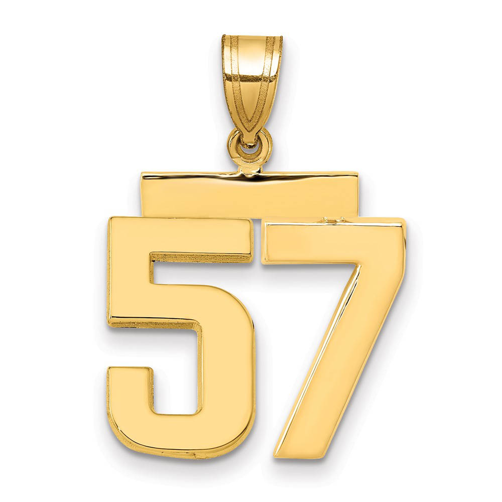 14k Yellow Gold, Athletic Collection Polished Number 57 Pendant
