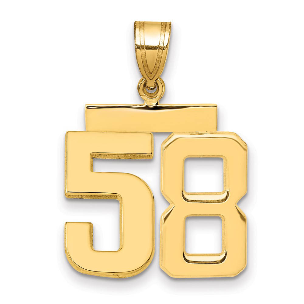 14k Yellow Gold, Athletic Collection Polished Number 58 Pendant