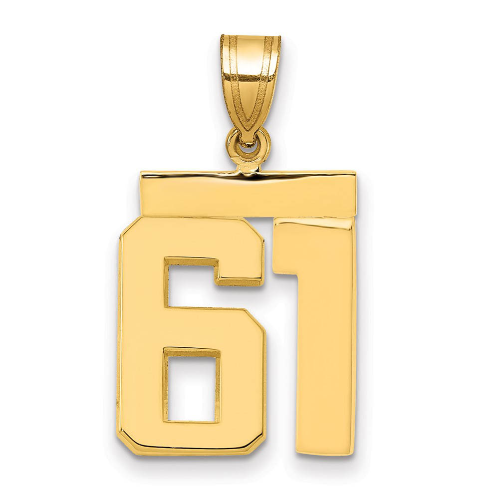 14k Yellow Gold, Athletic Collection Polished Number 61 Pendant