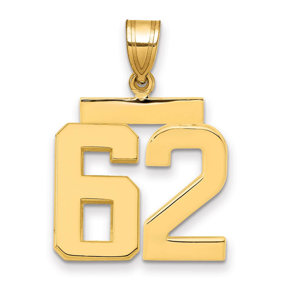 14k Yellow Gold, Athletic Collection Polished Number 62 Pendant