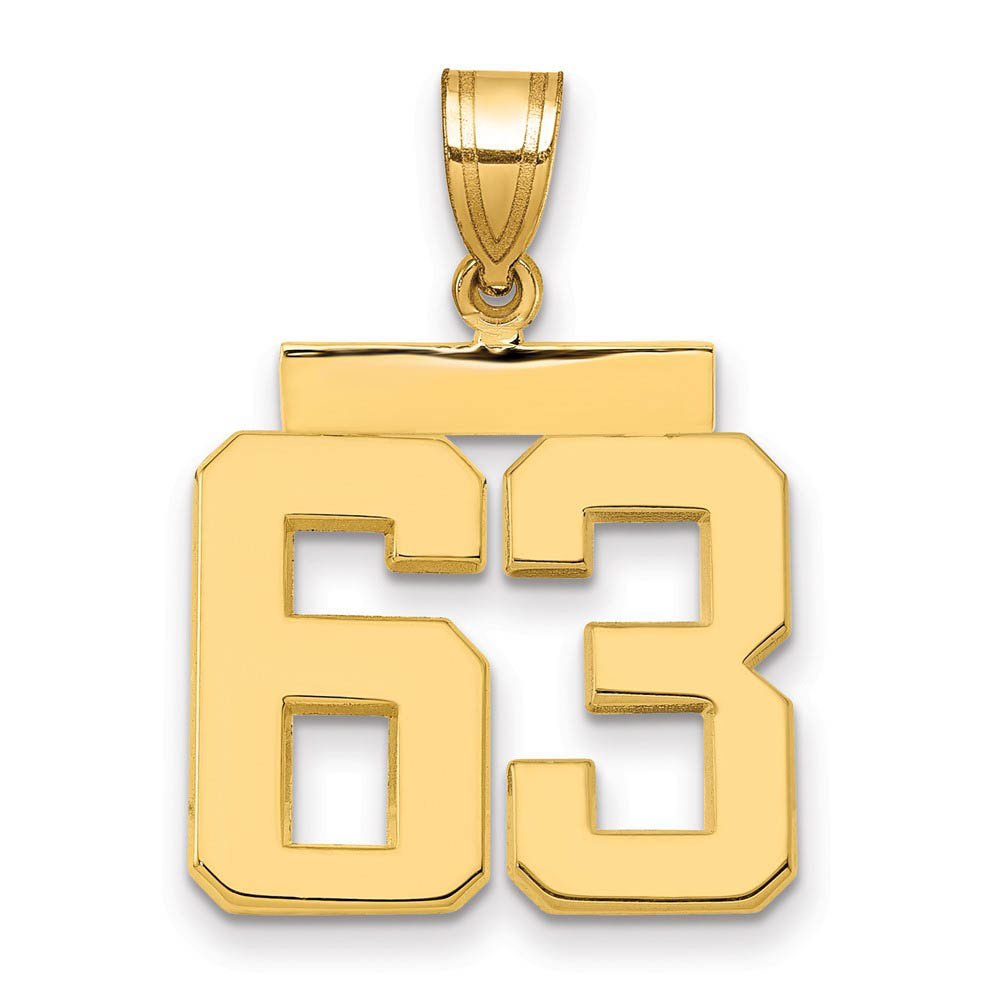 14k Yellow Gold, Athletic Collection Polished Number 63 Pendant