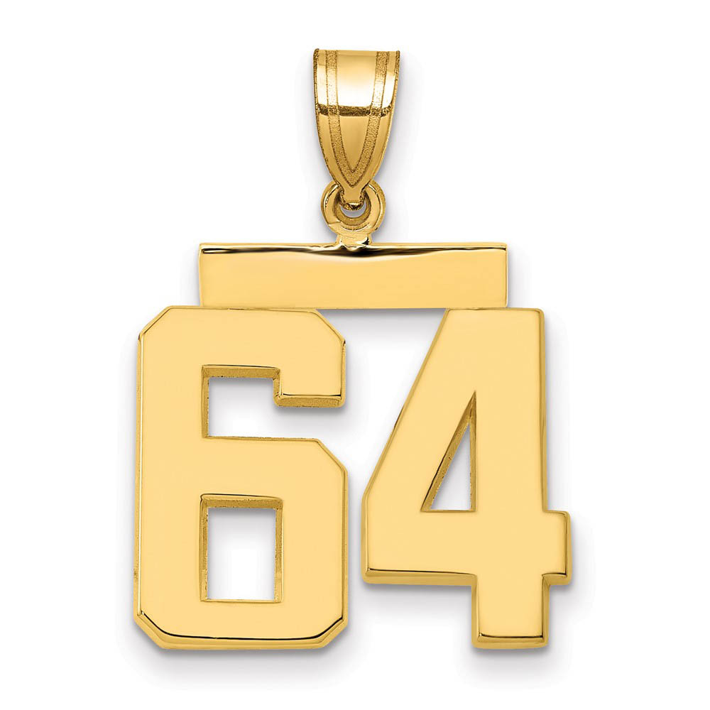 14k Yellow Gold, Athletic Collection Polished Number 64 Pendant