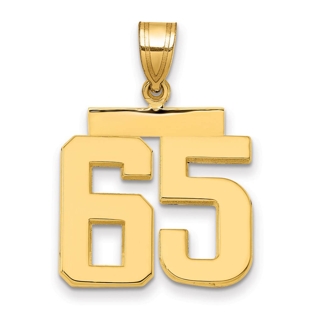 14k Yellow Gold, Athletic Collection Polished Number 65 Pendant