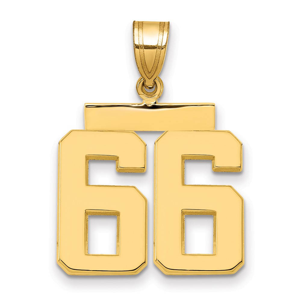 14k Yellow Gold, Athletic Collection Polished Number 66 Pendant