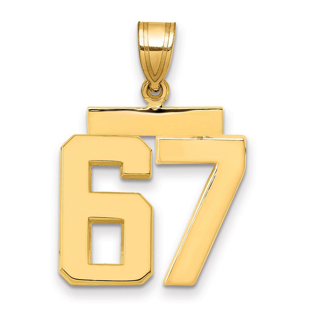 14k Yellow Gold, Athletic Collection Polished Number 67 Pendant