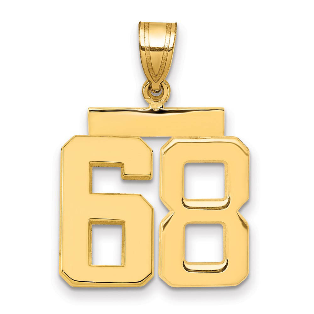 14k Yellow Gold, Athletic Collection Polished Number 68 Pendant