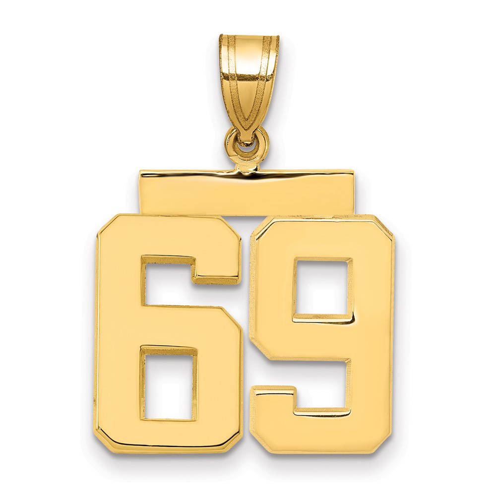 14k Yellow Gold, Athletic Collection Polished Number 69 Pendant