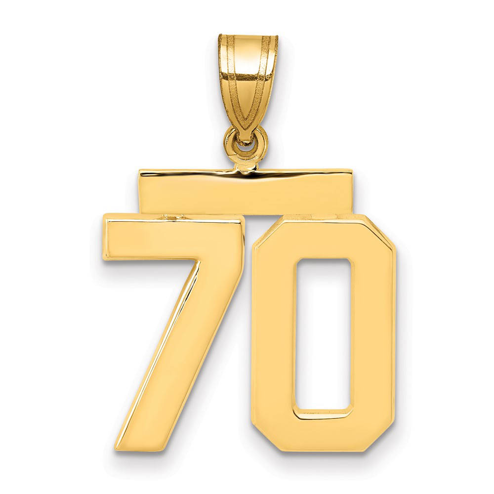 14k Yellow Gold, Athletic Collection Polished Number 70 Pendant