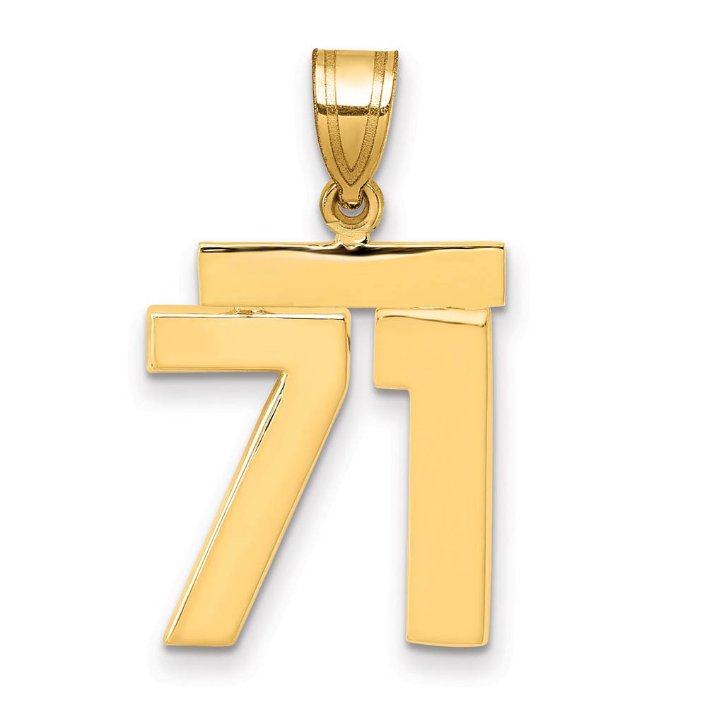 14k Yellow Gold, Athletic Collection Polished Number 71 Pendant