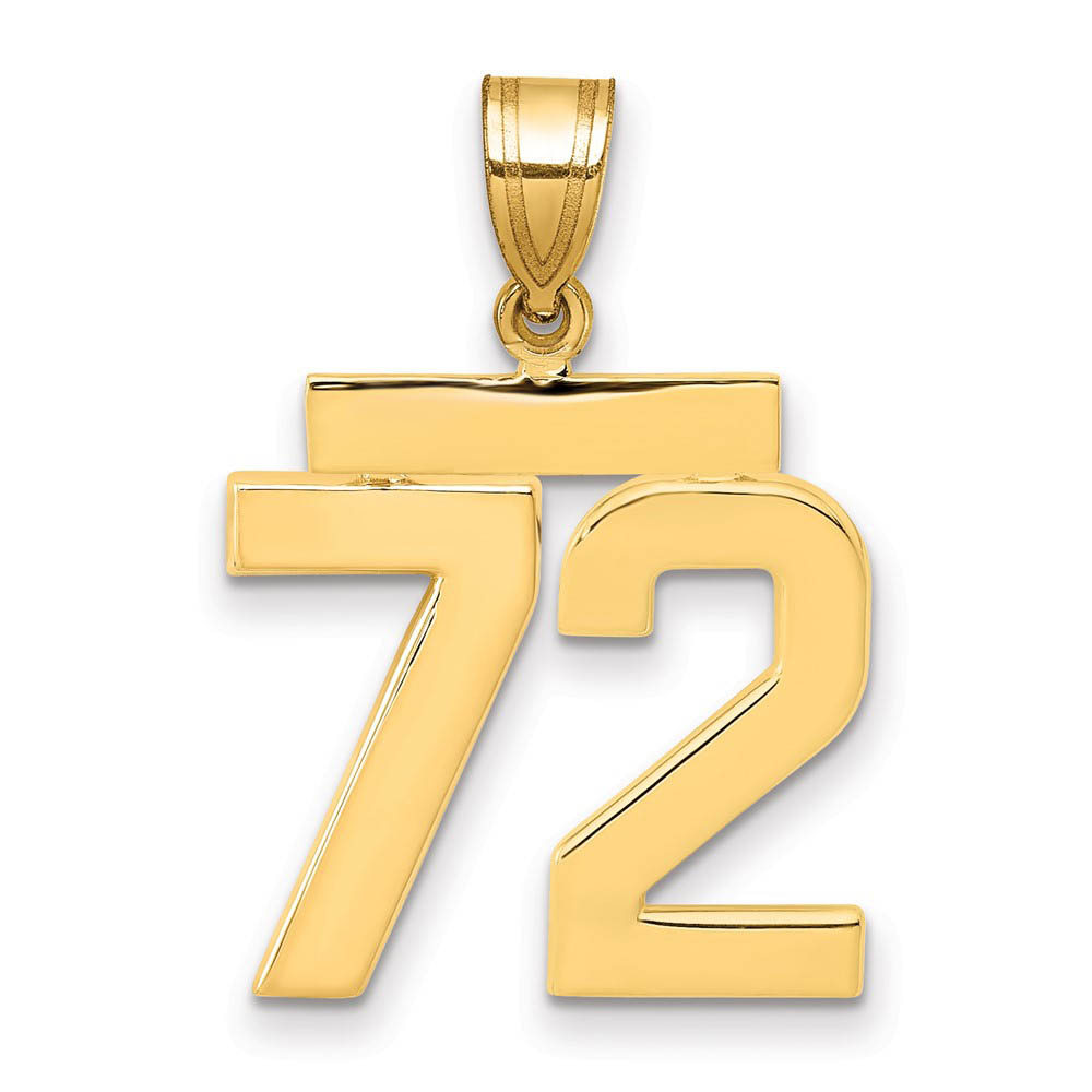 14k Yellow Gold, Athletic Collection Polished Number 72Pendant