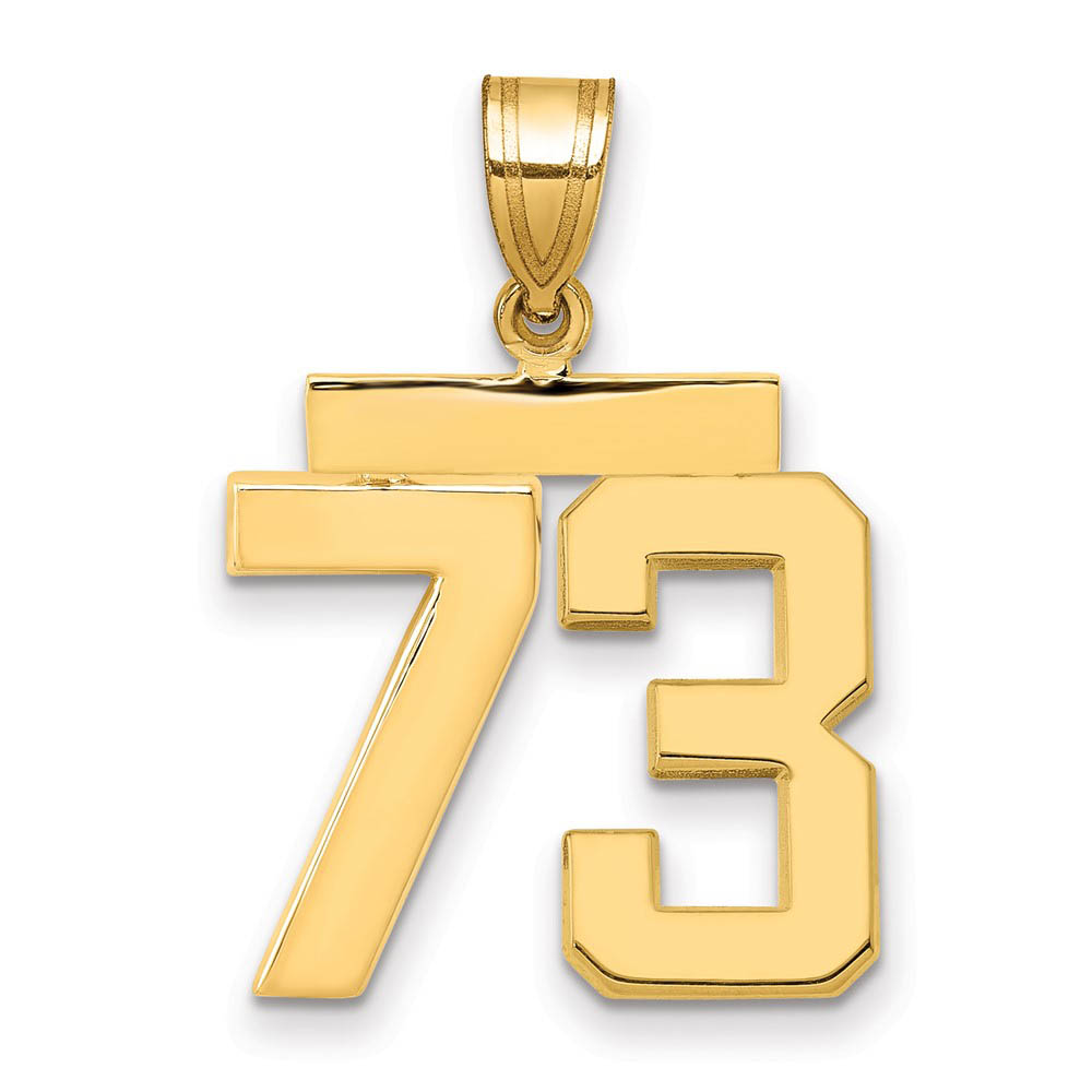 14k Yellow Gold, Athletic Collection Polished Number 73 Pendant