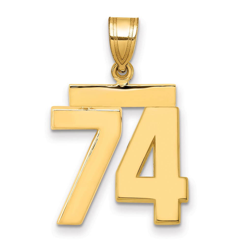 14k Yellow Gold, Athletic Collection Polished Number 74 Pendant