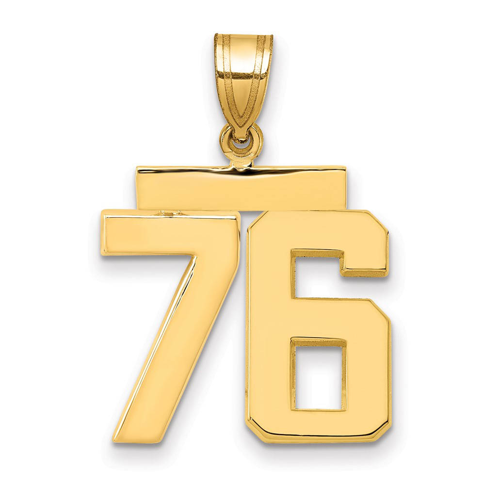 14k Yellow Gold, Athletic Collection Polished Number 76 Pendant
