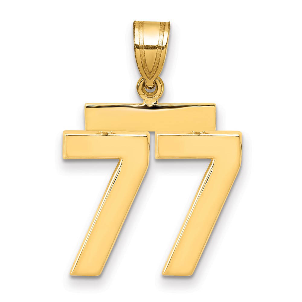 14k Yellow Gold, Athletic Collection Polished Number 77 Pendant