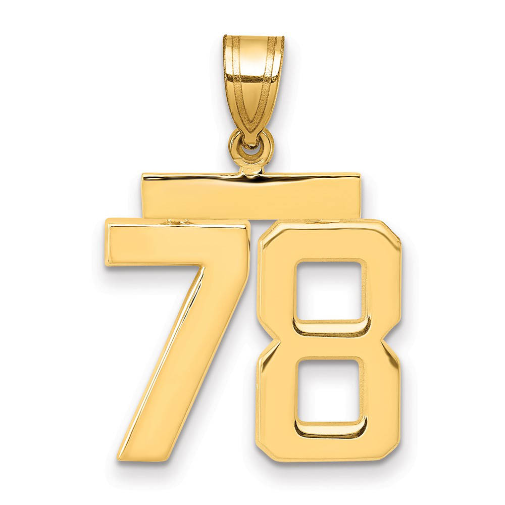 14k Yellow Gold, Athletic Collection Polished Number 78 Pendant