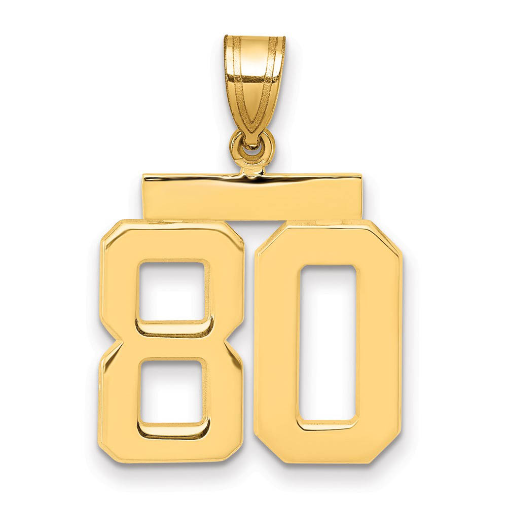14k Yellow Gold, Athletic Collection Polished Number 80 Pendant