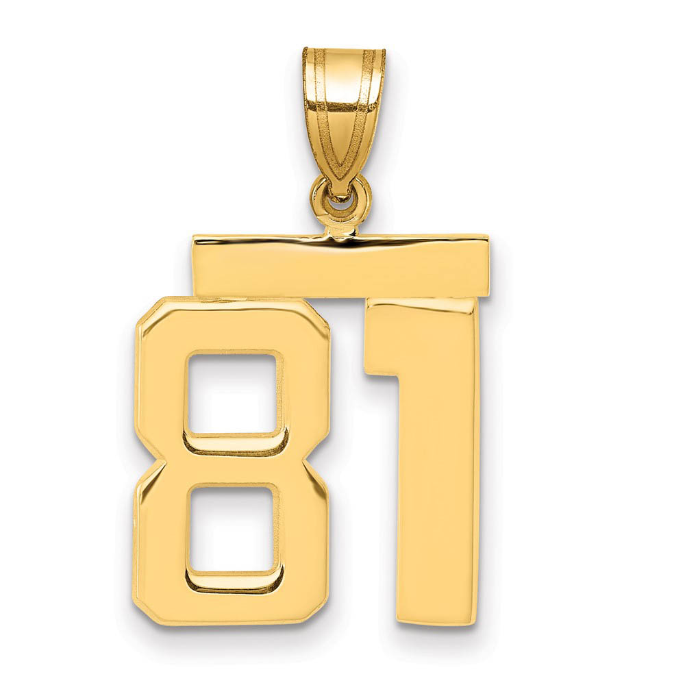 14k Yellow Gold, Athletic Collection Polished Number 81 Pendant