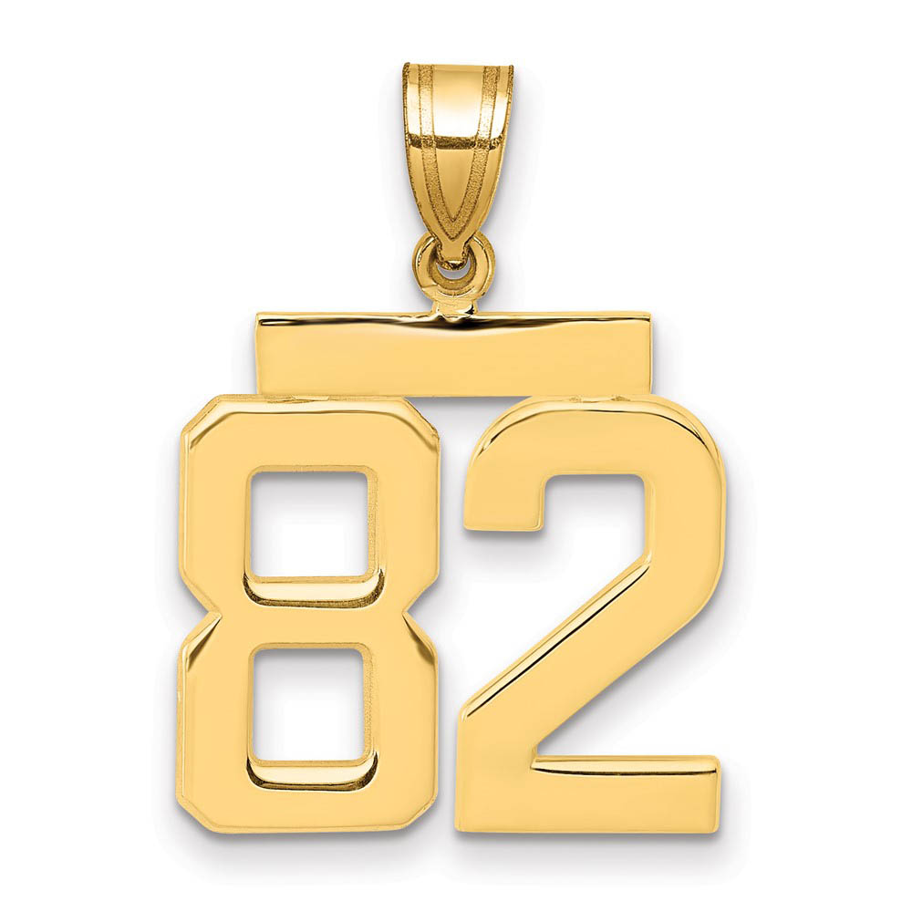 14k Yellow Gold, Athletic Collection Polished Number 82 Pendant