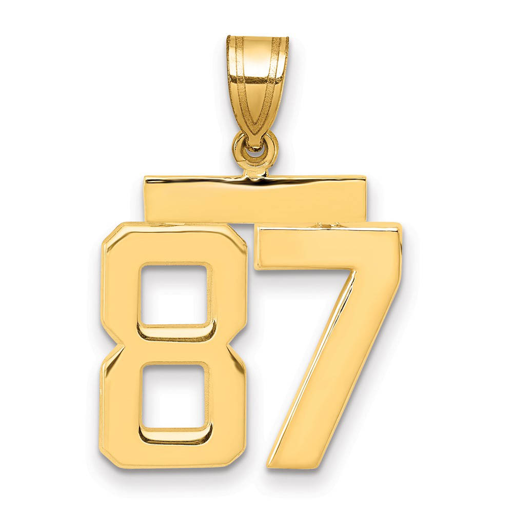14k Yellow Gold, Athletic Collection Polished Number 87 Pendant