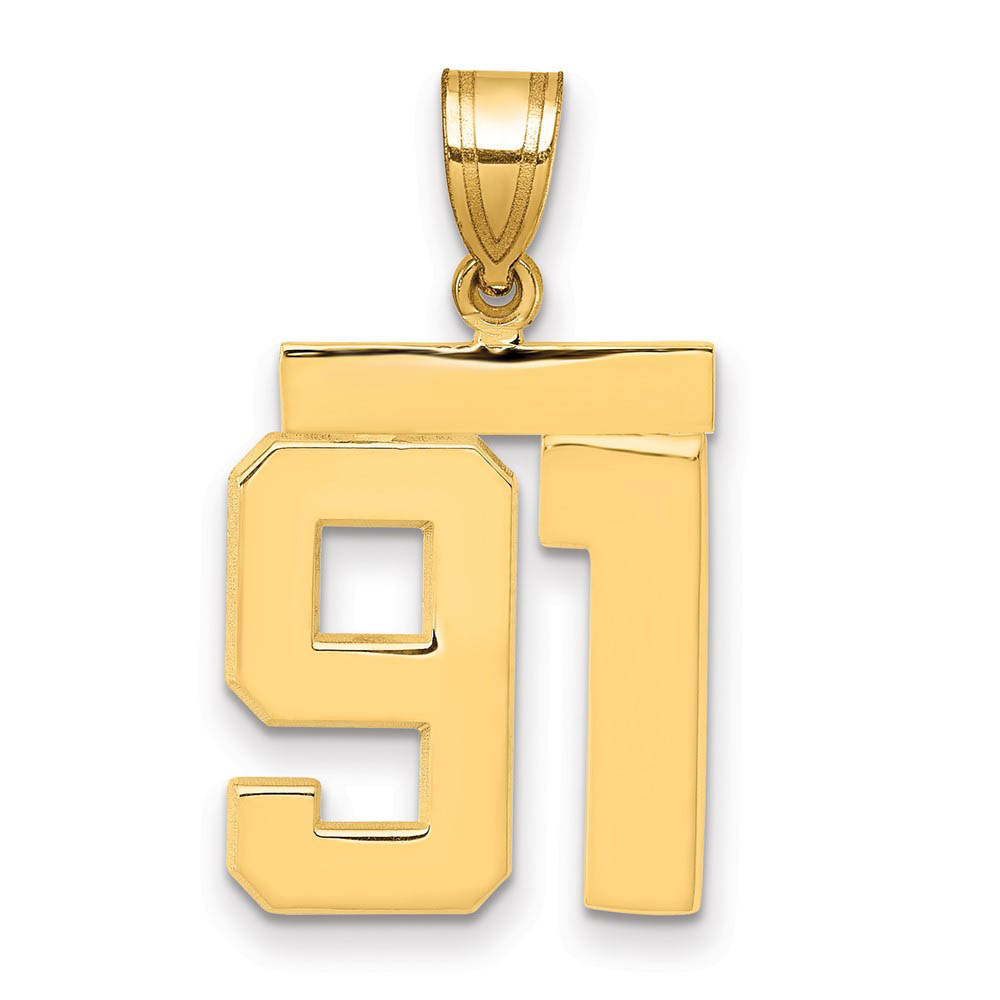14k Yellow Gold, Athletic Collection Polished Number 91 Pendant