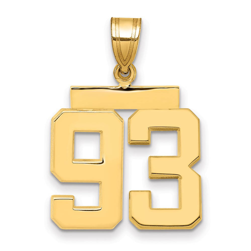 14k Yellow Gold, Athletic Collection Polished Number 93 Pendant