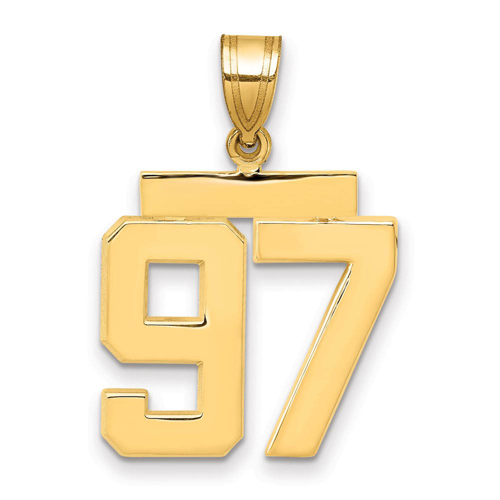 14k Yellow Gold, Athletic Collection Polished Number 97 Pendant