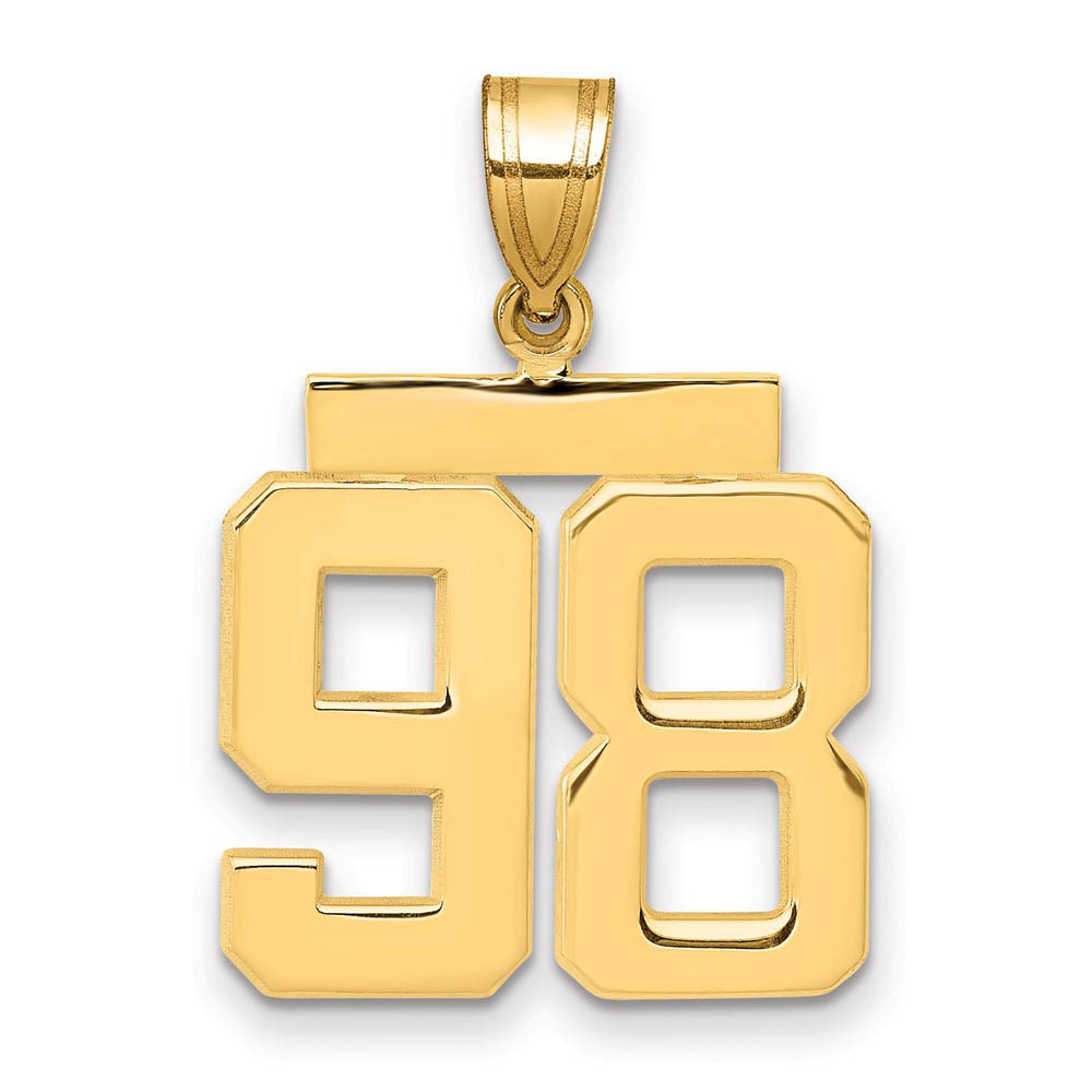 14k Yellow Gold, Athletic Collection Polished Number 98 Pendant
