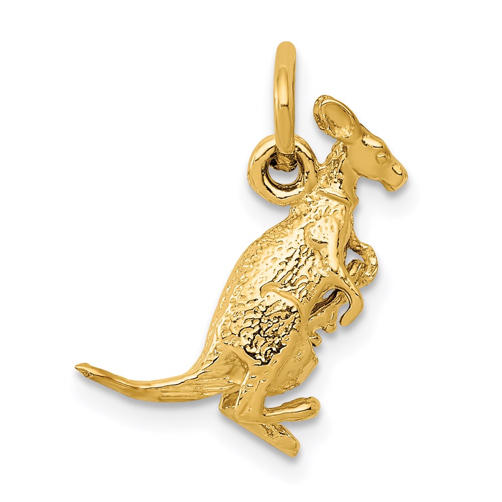 14k Yellow Gold 3D Kangaroo with Joey Charm or Pendant